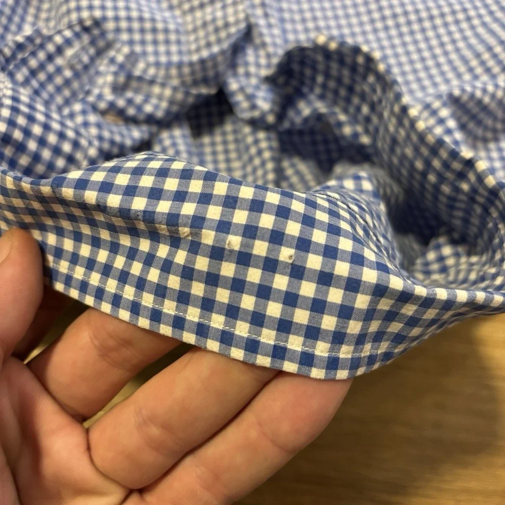 Polo Ralph Lauren Shirt Classic Cotton Stretch Mens XL Blue Gingham Check Pony